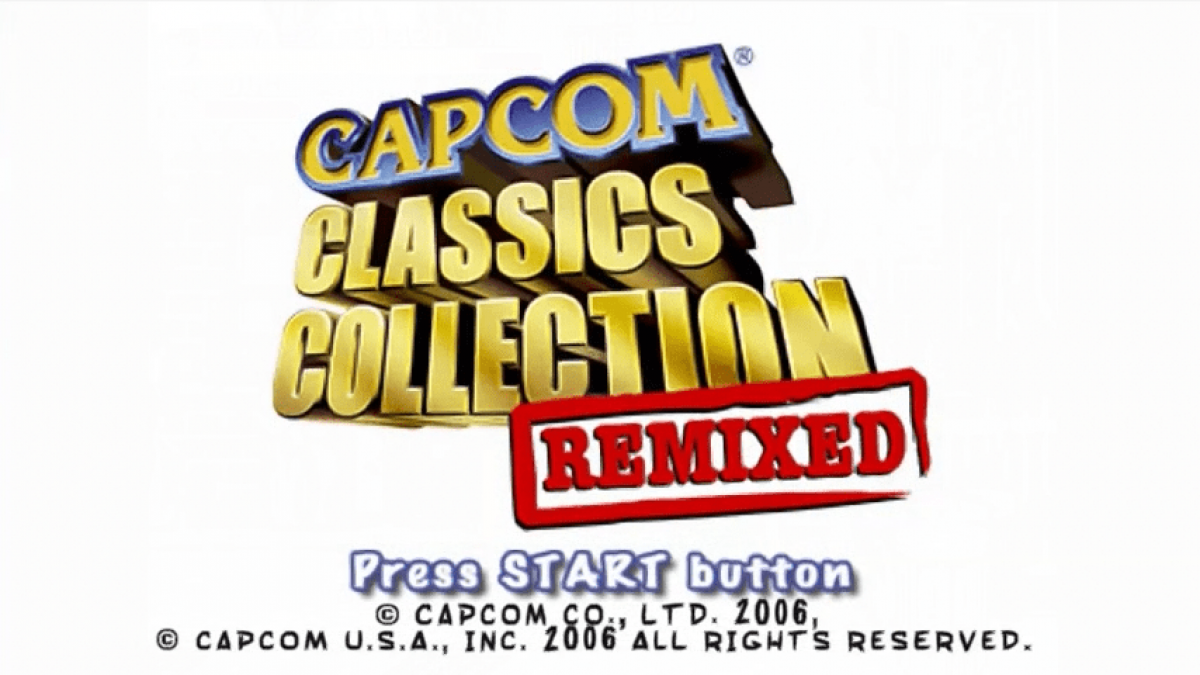 Capcom Classics Collection Remixed retro PSP video game Capcom Classics Collection Remixed arcade compilation classic Capcom retro gaming fighting shooter platform action titles handheld release gameplay