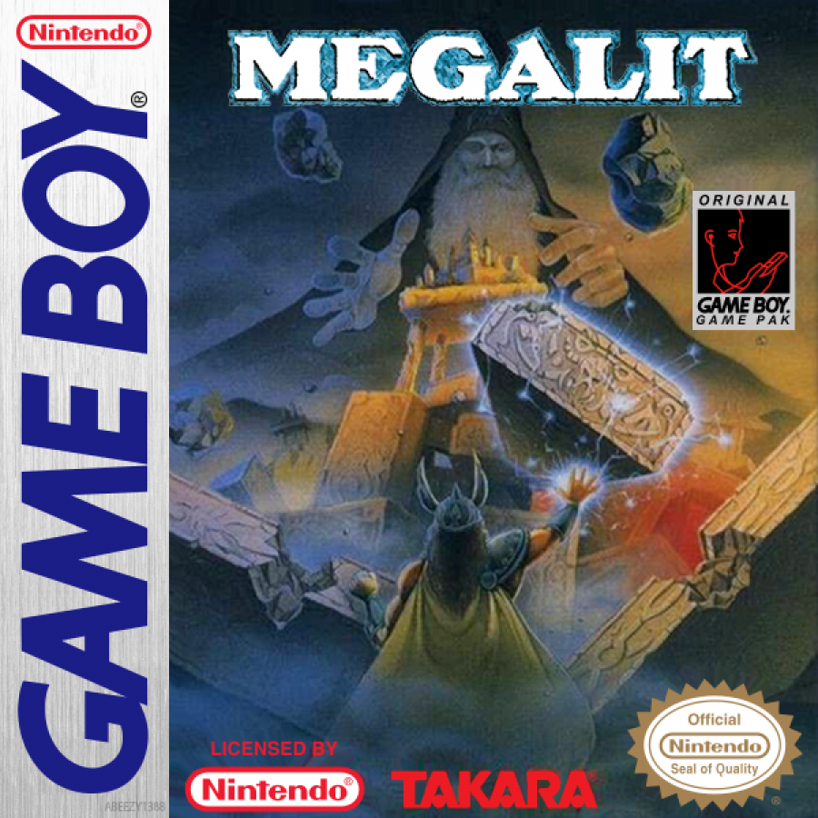 Megalit Game Boy puzzle video game cover art.