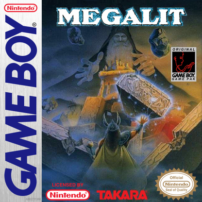 Megalit Game Boy puzzle video game cover art.