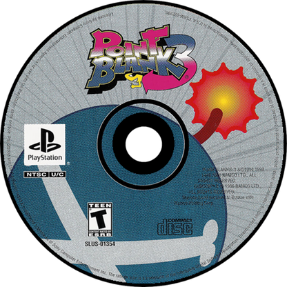 Point Blank 3 PS1 Sony PlayStation light gun shooter arcade style mini games fast paced target shooting Namco GunCon compatible party game reflex challenge classic arcade shooter PlayStation 1 software video game title disc