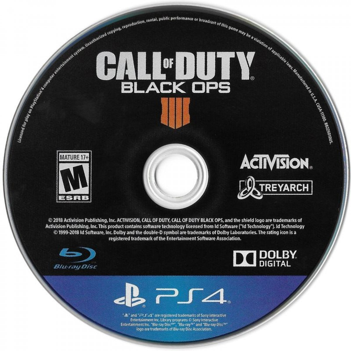 Call of Duty: Black Ops 4 disc for PlayStation 4 (PS4) first-person shooter video game