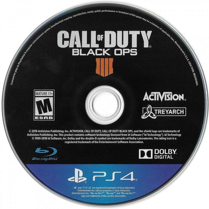 Call of Duty: Black Ops 4 disc for PlayStation 4 (PS4) first-person shooter video game