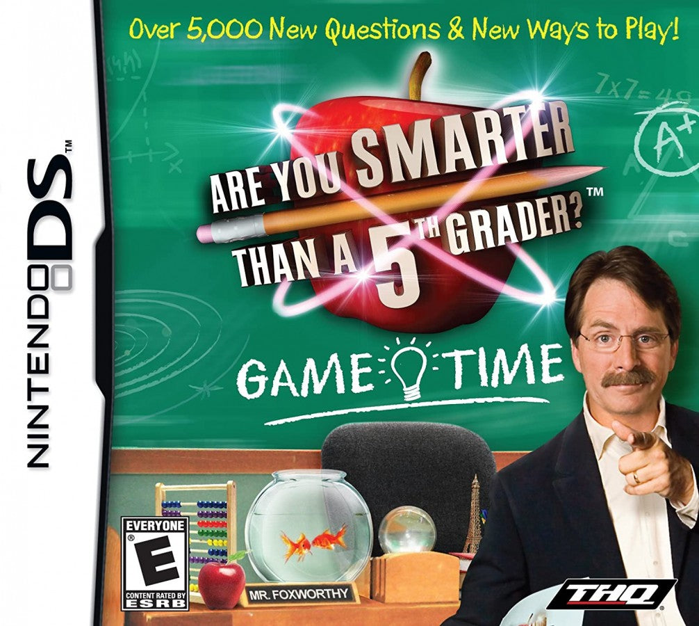 Are You Smarter Than a 5th Grader Game Time Nintendo DS video game, trivia quiz gameplay, family-friendly educational fun, handheld console title front cover