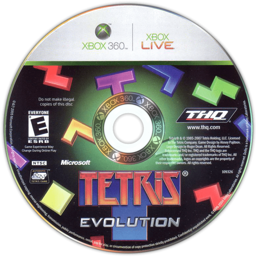 Tetris: Evolution disc for Xbox 360 (X360) puzzle video game 