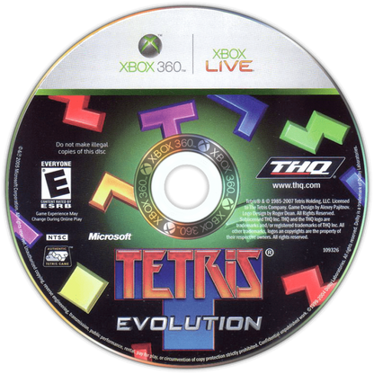 Tetris: Evolution disc for Xbox 360 (X360) puzzle video game 