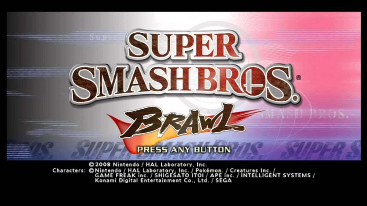 Super Smash Bros Brawl title screen for Nintendo Wii (Wii) video game