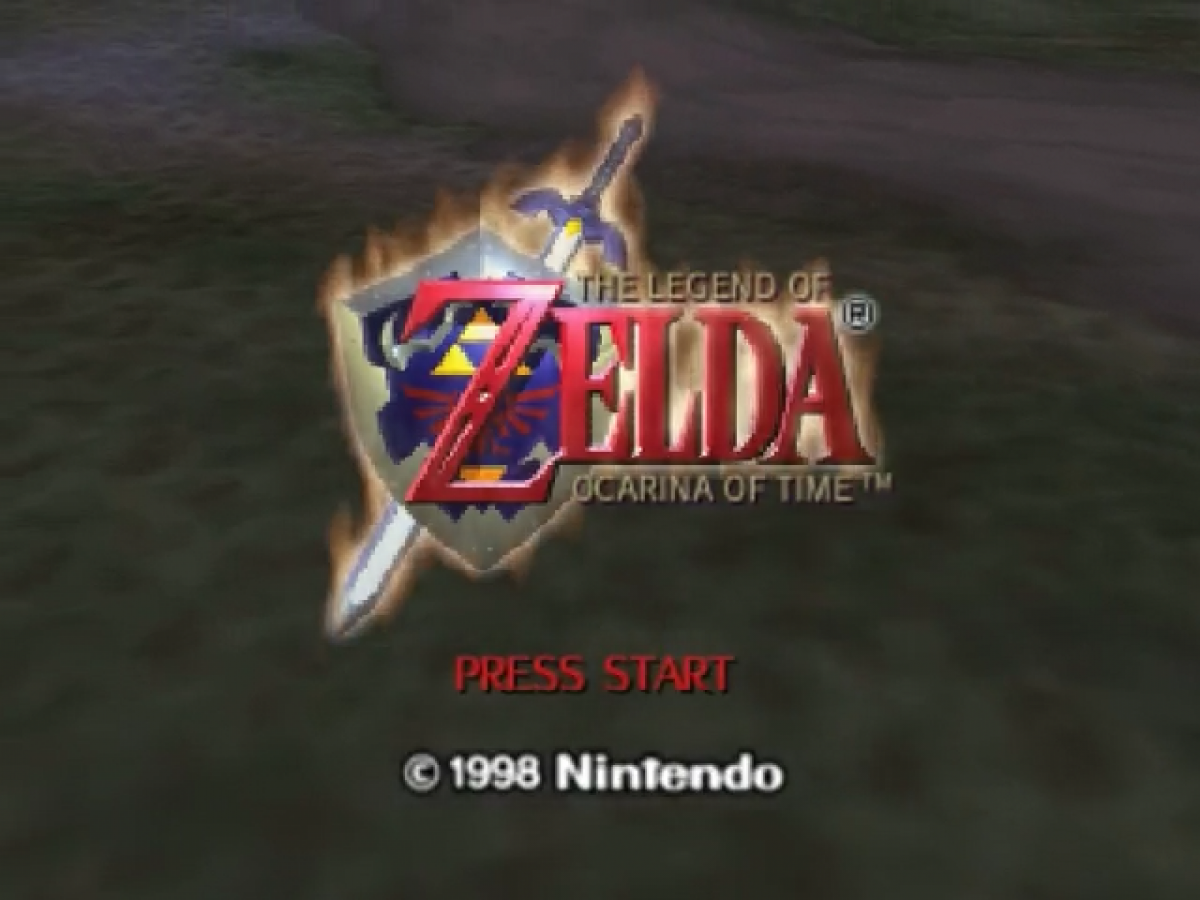 The Legend of Zelda Ocarina of Time title screen for Nintendo 64 (N64) video game