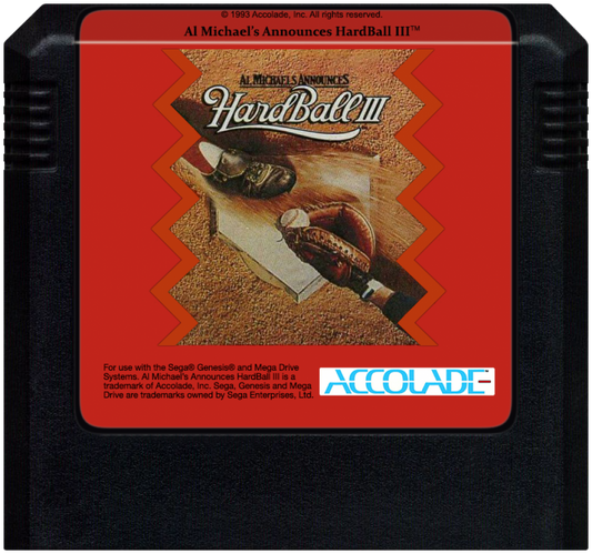 HardBall III cartridge for Sega Genesis (GEN) video game