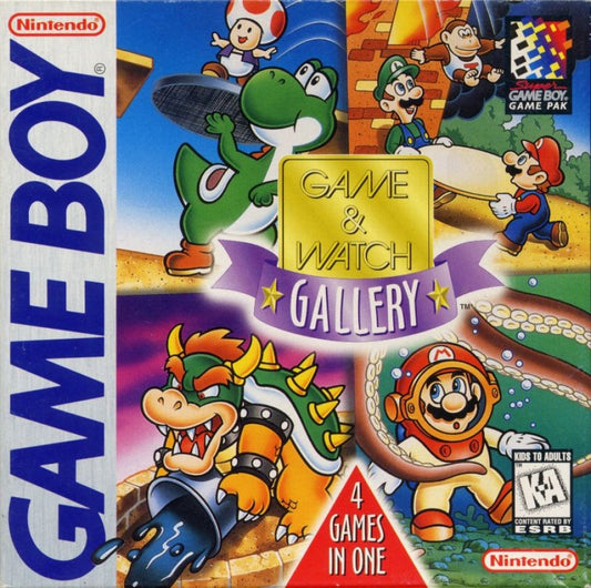 Game and Watch Gallery Game Boy handheld compilation video game featuring classic Nintendo LCD games modern and classic versions retro mini-games including Mario Bros Donkey Kong Zelda Game Boy handheld retro front cover