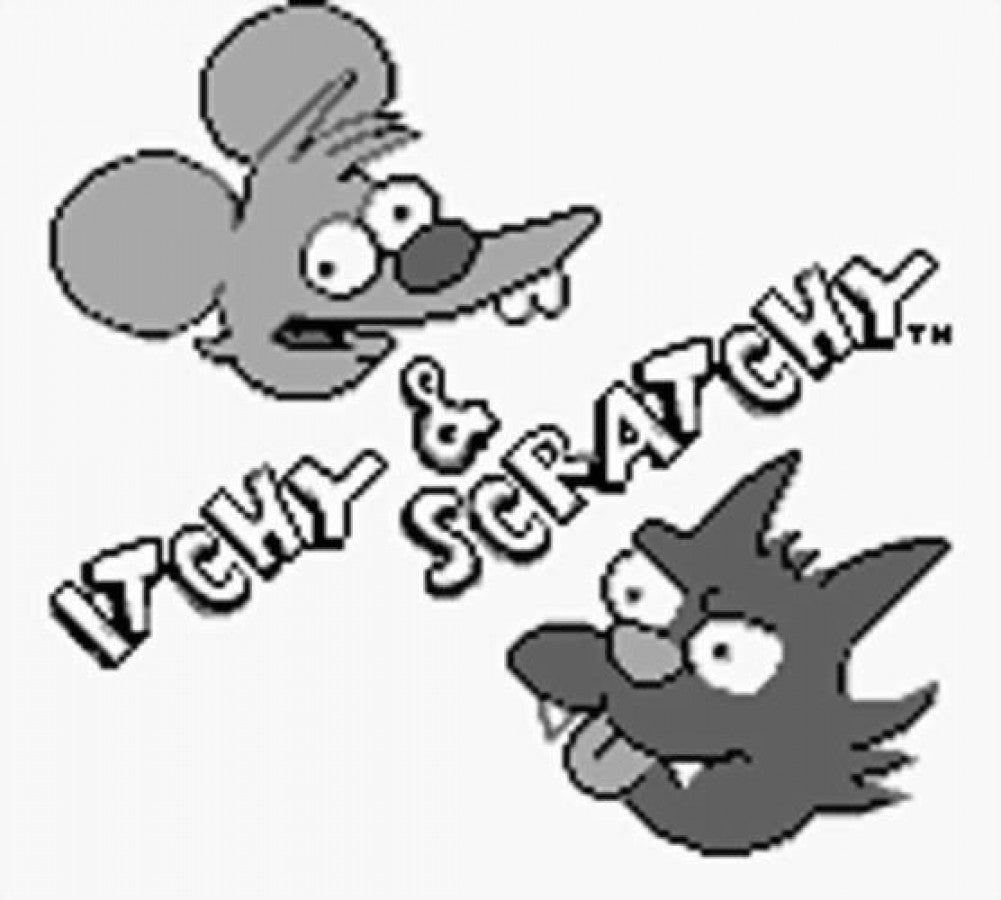 Itchy and Scratchy's Miniature Golf Madness Nintendo Game Boy GB for retro video game enthusiasts featuring miniature golf sports gameplay cartoon inspired courses obstacle filled challenges precision putting family friendly handheld gaming and collectible gaming appeal start screen