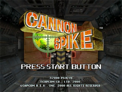 Cannon Spike Sega Dreamcast DC for retro video game enthusiasts featuring fast paced arcade action shooting gameplay run and gun combat playable Capcom characters intense battles explosive attacks futuristic enemies classic Dreamcast collectible gaming appeal title screen