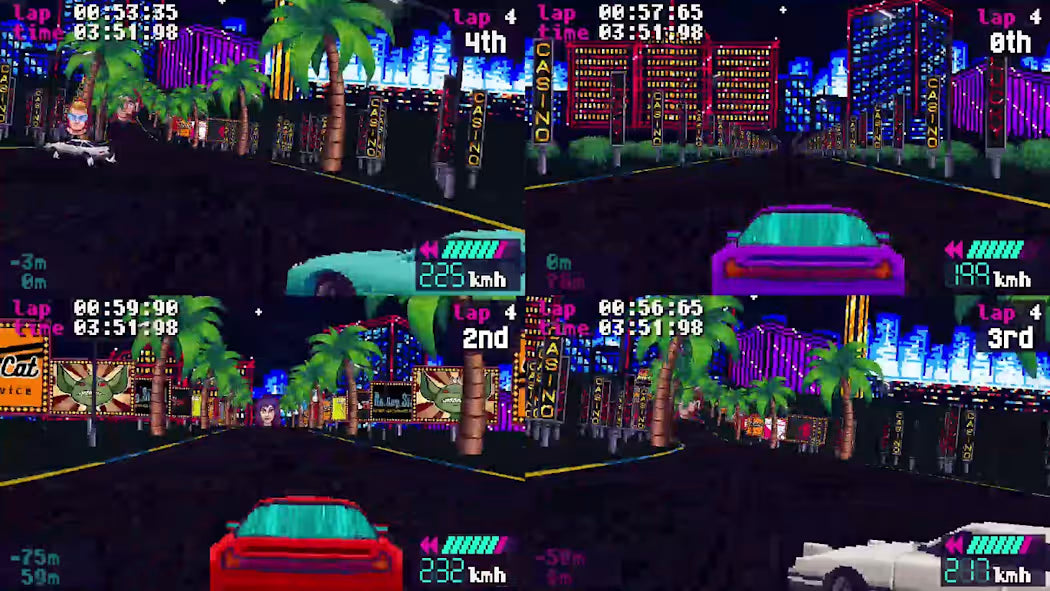 Slipstream Deluxe Edition Nintendo Switch arcade racing game OutRun style pseudo 3D sprite scaling drift mechanics branching paths multiplayer split screen synthwave soundtrack Deluxe case gameplay