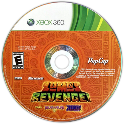Zuma's Revenge disc for Xbox 360 (X360) tile-matching puzzle video game