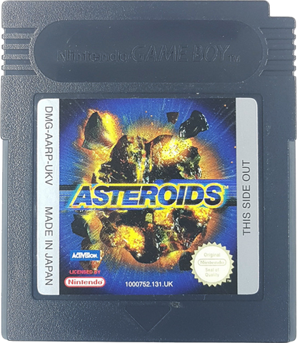 Asteroids classic arcade shooter for Game Boy featuring spaceship navigation asteroid destruction high score chasing and retro pixel graphics gameplay cartridge 