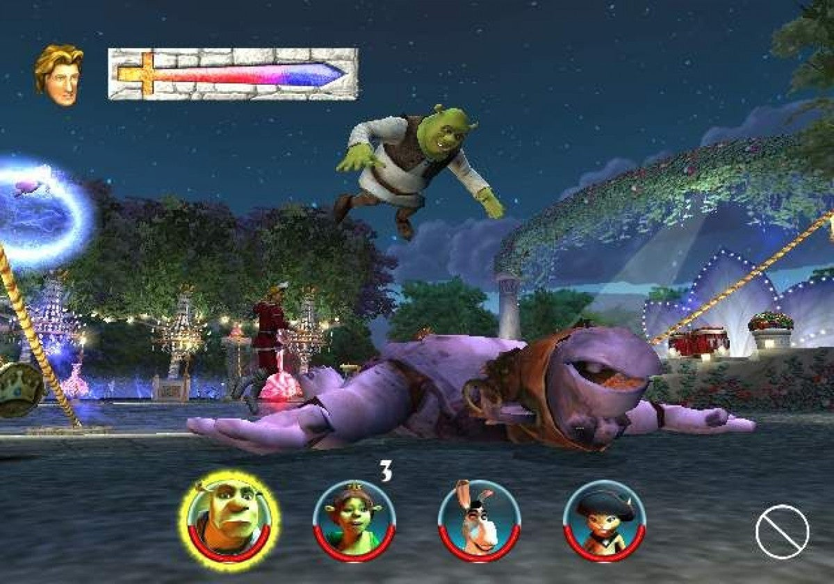 Shrek 2 Greatest Hits retro PlayStation 2 video game Shrek 2 action adventure platform puzzle solving cooperative gameplay DreamWorks movie based console title PlayStation 2 release gameplay