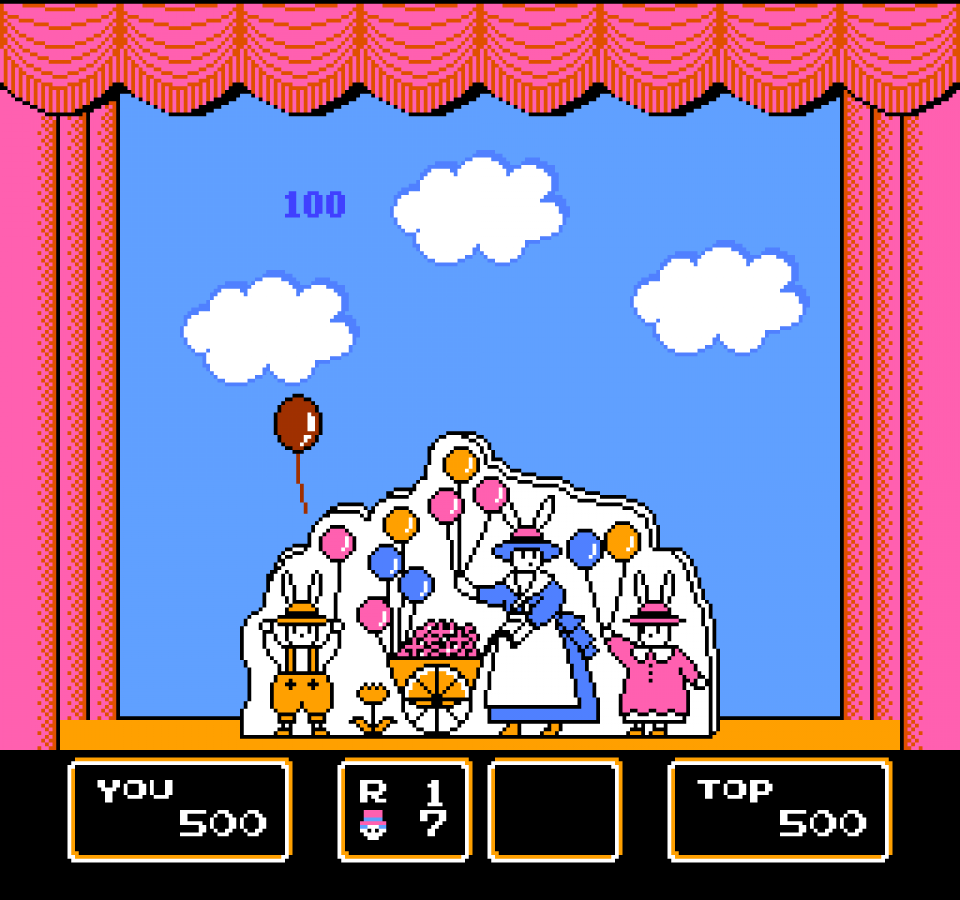 Barker Bill's Trick Shooting Nintendo Entertainment System NES video game featuring shooting gallery gameplay target shooting mini games carnival challenges light gun action cartoon characters and classic 8 bit gameplay retro video game collection collectible gaming appeal gameplay