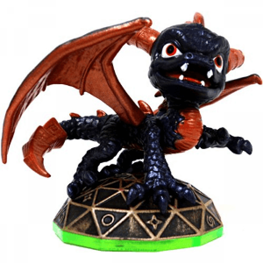 Spyro Skylanders Spyro’s Adventure figure, purple dragon character with curved horns, orange wings and confident stance, classic fire element hero design, detailed collectible toy on portal base from Skylanders Spyro’s Adventure series