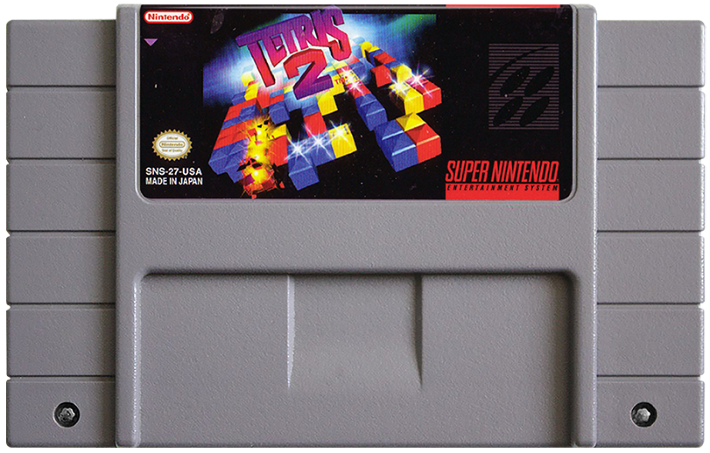 Tetris 2 for Super Nintendo Entertainment System with classic puzzle-matching gameplay theme cartridge