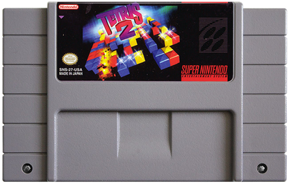 Tetris 2 for Super Nintendo Entertainment System with classic puzzle-matching gameplay theme cartridge