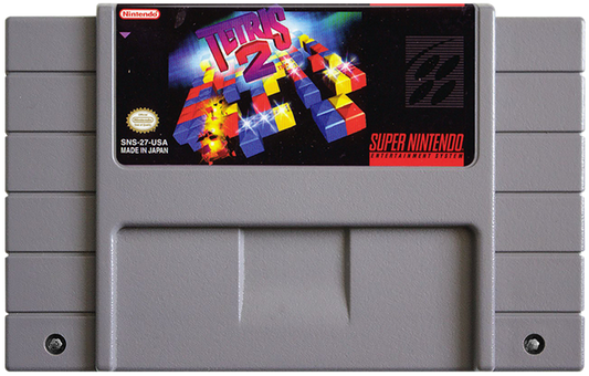 Tetris 2 for Super Nintendo Entertainment System with classic puzzle-matching gameplay theme cartridge