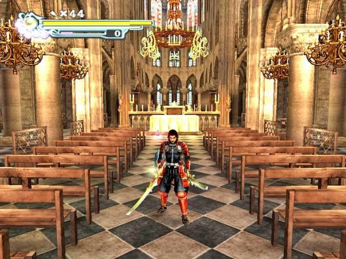 Onimusha 3 Demon Siege for the PlayStation 2 featuring action adventure gameplay with samurai and modern day characters demon slaying combat cinematic storytelling and time travel between feudal Japan and Paris gameplay