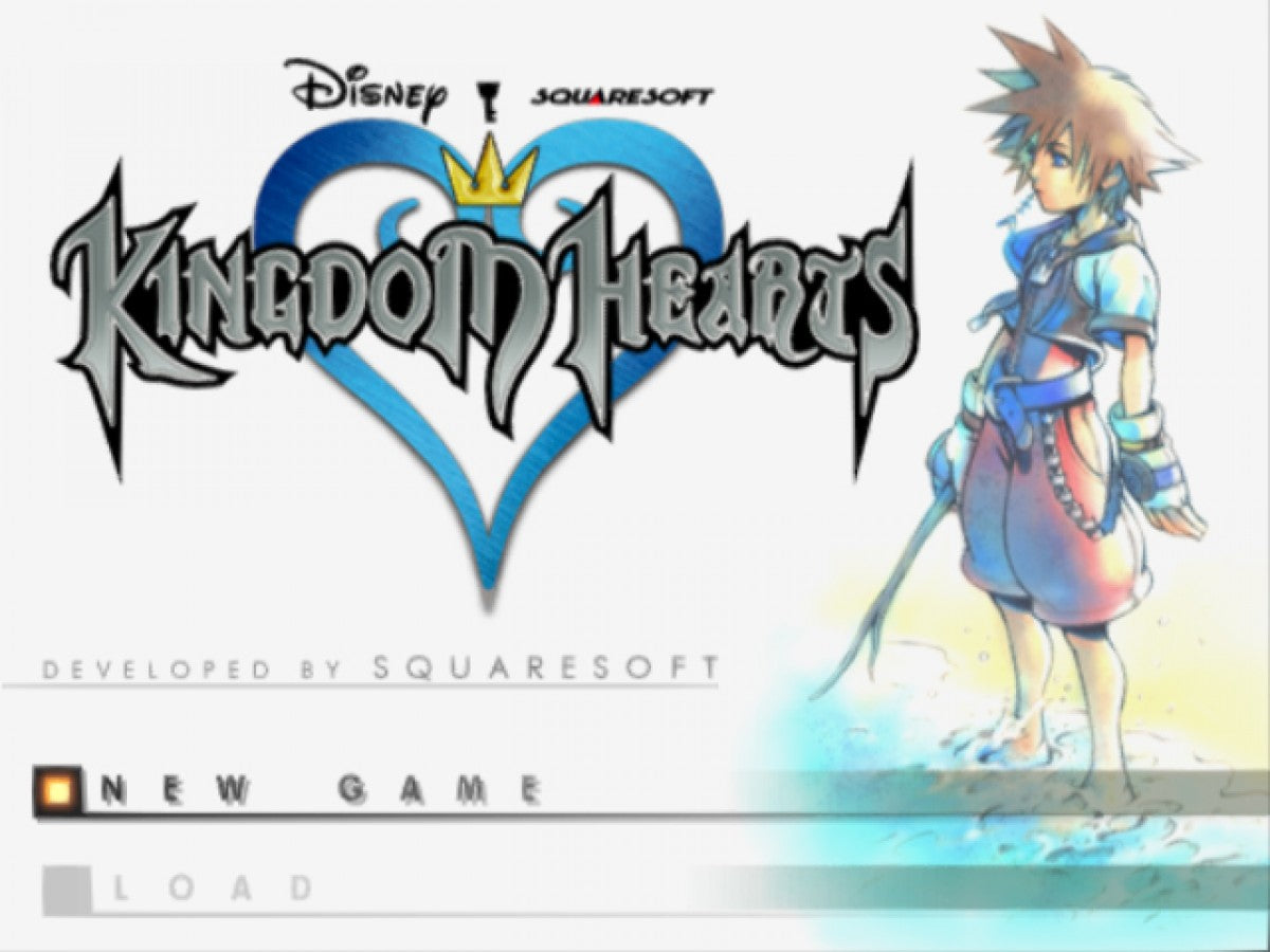 Kingdom Hearts title screen for PlayStation 2 (PS2) video game