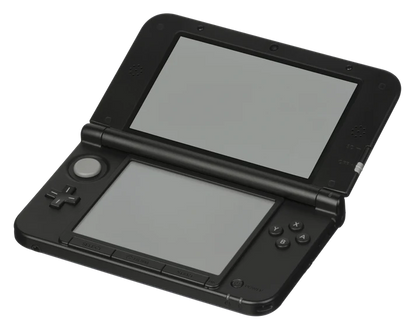 Nintendo 3DS XL black console handheld gaming system featuring large dual screens glasses free 3D display touch screen controls built in cameras Wi Fi connectivity backward compatibility with Nintendo DS games portable Nintendo gaming rechargeable battery collectible gaming appeal