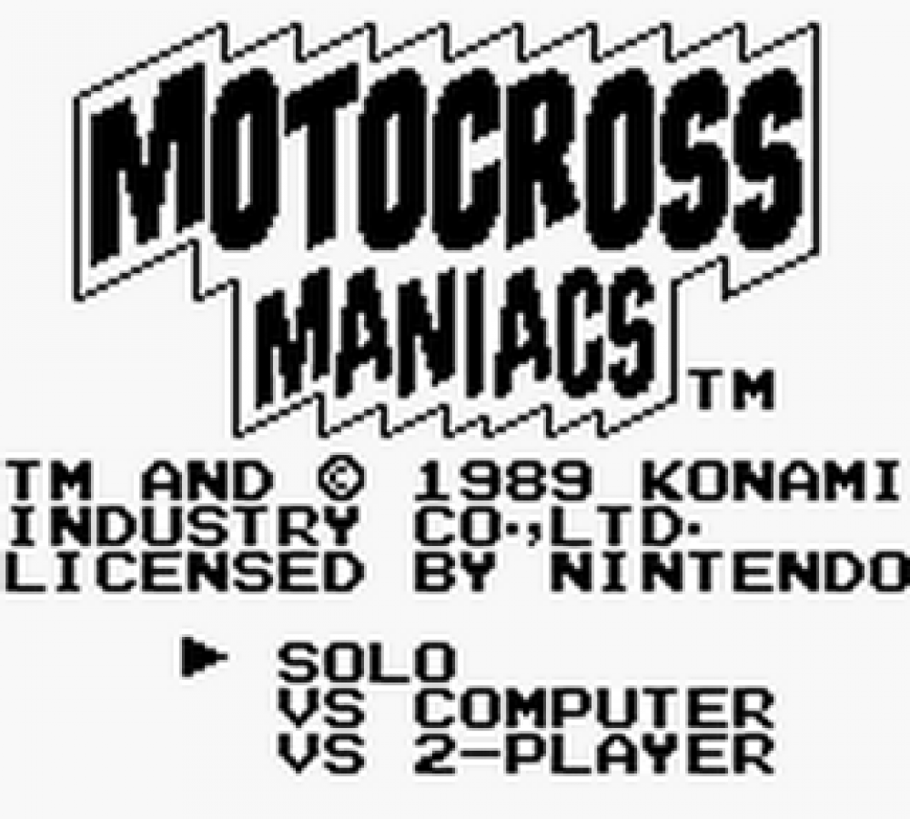 Motocross Maniacs title screen for Game Boy (GB) video game
