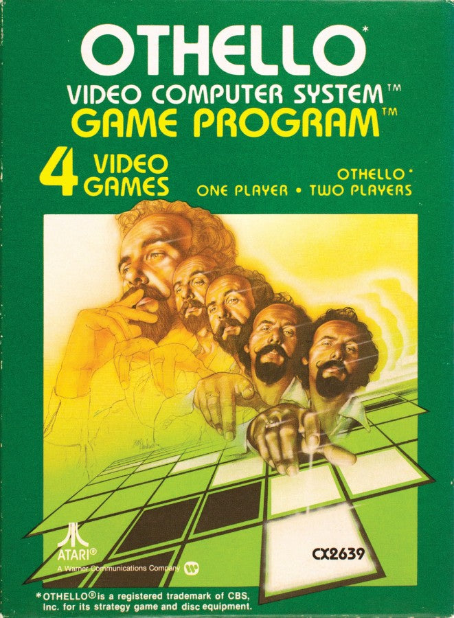 Othello for Atari 2600, cover image for a strategy board video game with turn-based gameplay, classic tile-flipping mechanics, competitive logic challenges, and retro tabletop gameplay