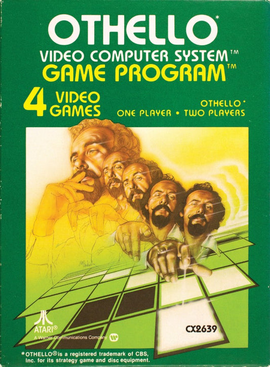 Othello for Atari 2600, cover image for a strategy board video game with turn-based gameplay, classic tile-flipping mechanics, competitive logic challenges, and retro tabletop gameplay