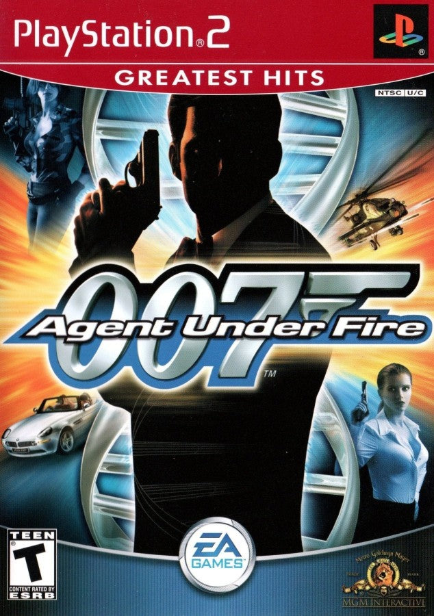 007: Agent Under Fire [Greatest Hits] cover art for PlayStation 2 shooting game. 
