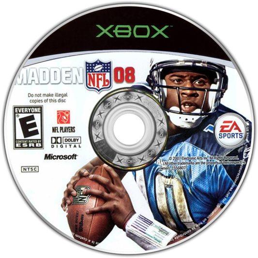 Madden NFL 2008 disc for Xbox (XBOX) video game