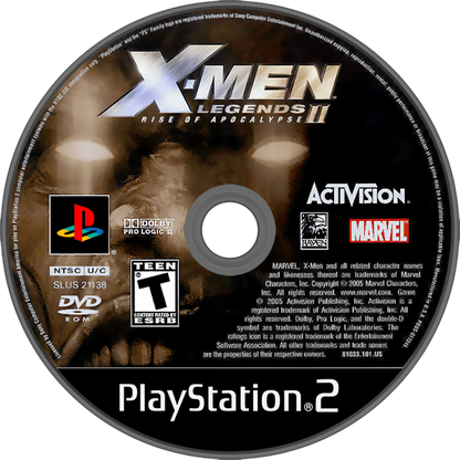 X-Men Legends II: Rise of Apocalypse – PlayStation 2 (PS2) video game disc, action RPG.