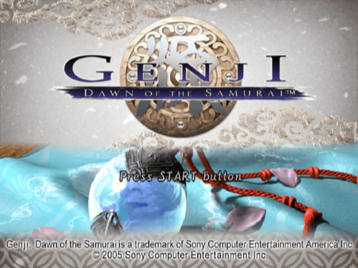 Genji Dawn of the Samurai PS2 PlayStation 2 action adventure samurai game retro video game title screen