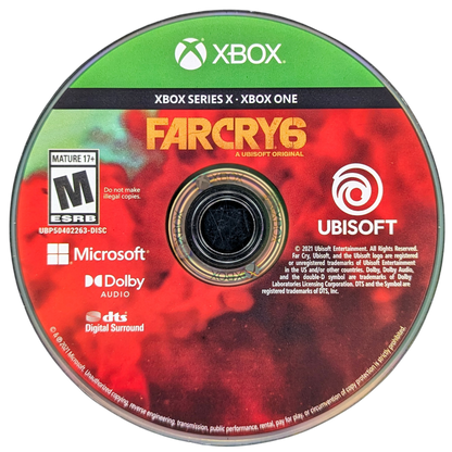 Far Cry 6 for Xbox Series X (XSX) at Gamers INC, featuring the explosive open-world revolution set in the tropical paradise of Yara, where you play as Dani Rojas fighting to liberate your nation from the iron-fisted rule of dictator Antón Castillo, utilizing "Resolver" makeshift weaponry, a menagerie of animal companions, and seamless co-op in a sprawling guerrilla warfare experience optimized with 4K resolution and 60fps performance disc