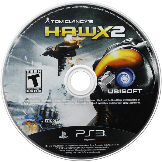 Tom Clancy's HAWX 2 PlayStation 3 PS3 retro video game military flight combat featuring fighter jet missions aerial dogfights strategic air operations realistic aircraft gameplay modern warfare action PlayStation 3 gaming experience collectible game collection appeal disc