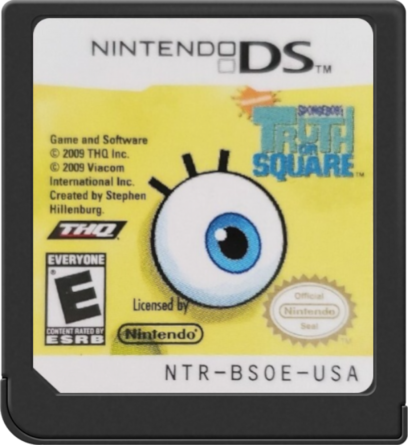 SpongeBob’s Truth or Square for Nintendo DS platformer video game featuring classic SpongeBob episodes themed levels puzzle platforming mini games cartoon humor and a family friendly underwater adventure experience cartridge
