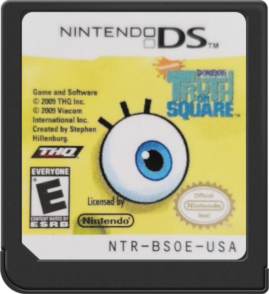 SpongeBob’s Truth or Square for Nintendo DS platformer video game featuring classic SpongeBob episodes themed levels puzzle platforming mini games cartoon humor and a family friendly underwater adventure experience cartridge
