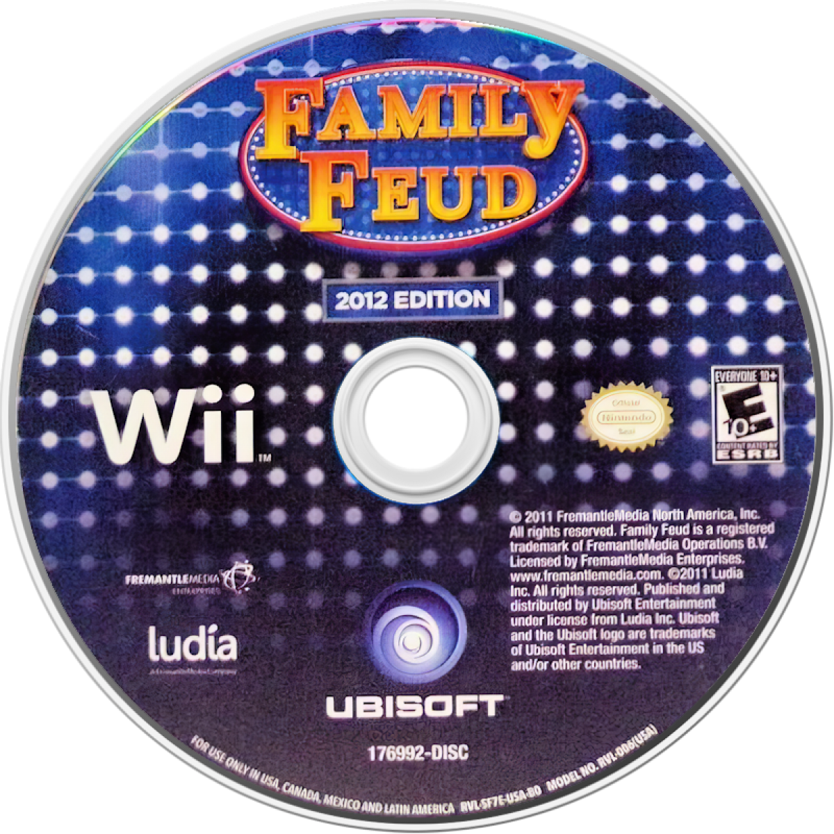 Family Feud 2012 disc front cover art for Nintendo Wii (Wii) video game