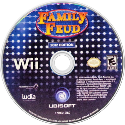 Family Feud 2012 disc front cover art for Nintendo Wii (Wii) video game