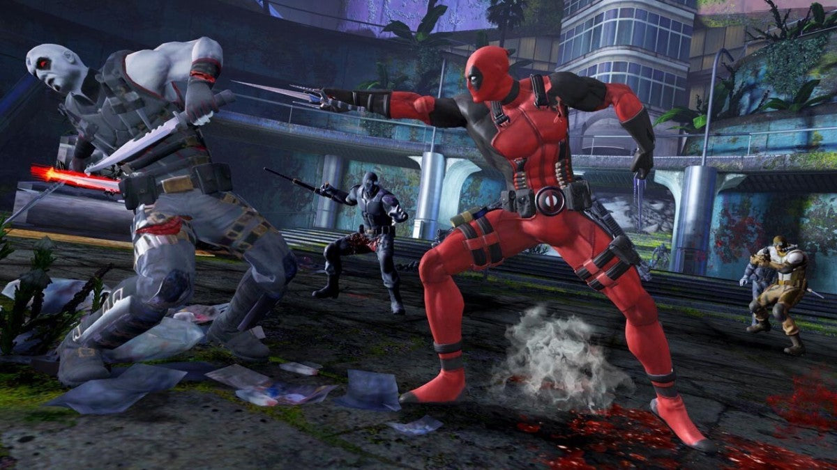 Deadpool Xbox 360 action hack and slash video game fourth-wall breaking humor by Marvel antihero guns sword gameplay