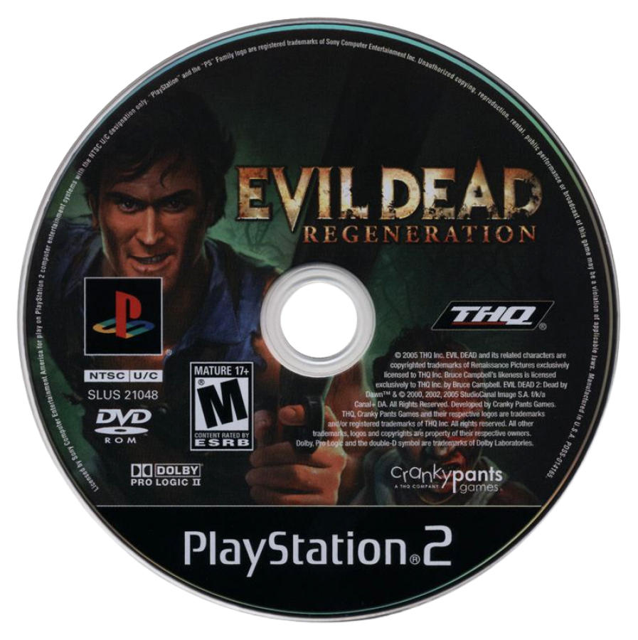 Evil Dead: Regeneration disc for PlayStation 2 (PS2) horror-themed action-adventure hack-and-slash video game