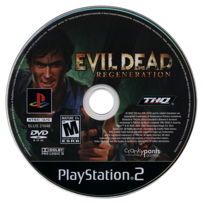 Evil Dead: Regeneration disc for PlayStation 2 (PS2) horror-themed action-adventure hack-and-slash video game