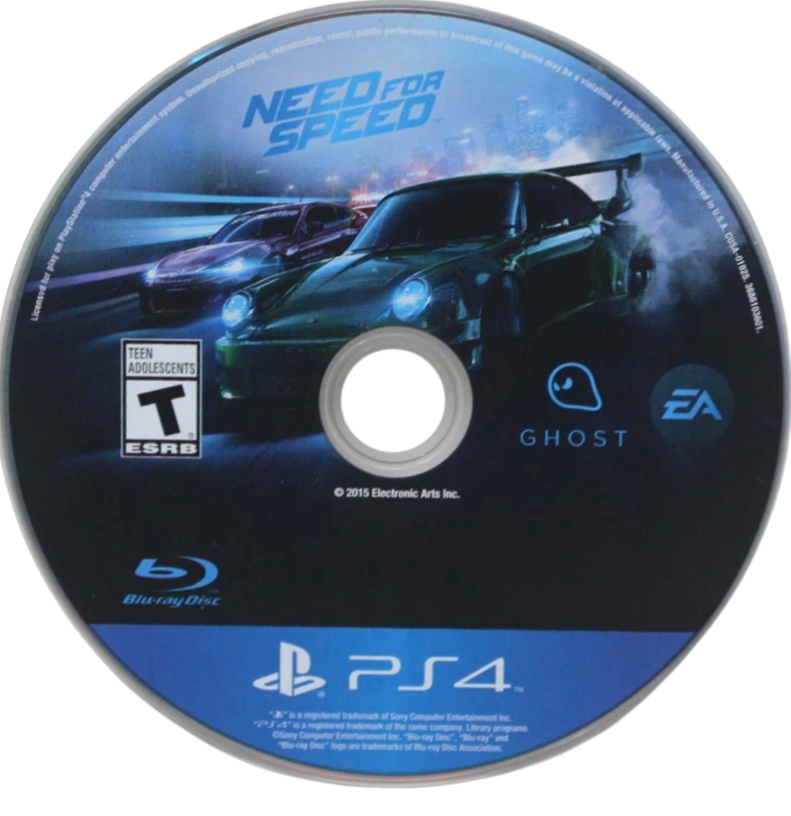Need for Speed – PlayStation 4 (PS4) video game disc, arcade street racing game.