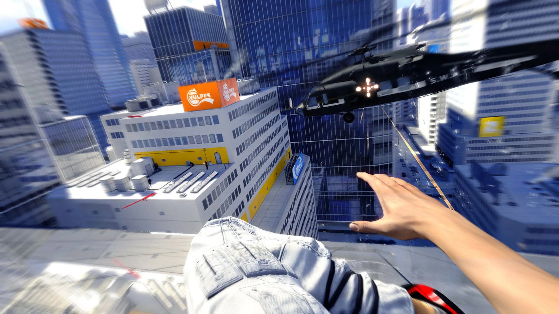 Mirror's Edge PlayStation 3 first-person action-adventure parkour free-running game dystopian city time trials first-person platformer gameplay screenshot