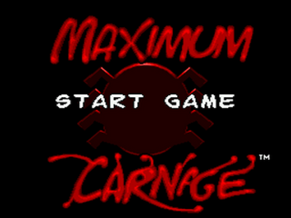 Spider-Man/Venom: Maximum Carnage [Red Cartridge] title screen for Sega Genesis (GEN) video game