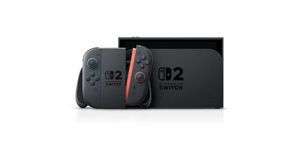 Nintendo Switch 2 Console with Dock Scratch and Scuff Condition Nintendo Switch 2 NS2 gaming system featuring hybrid home and handheld gaming touchscreen display detachable Joy Con controller compatibility TV dock connectivity upgraded graphics enhanced performance portable gaming functionality and official Nintendo hardware retro gaming collection collectible console appeal front in dock