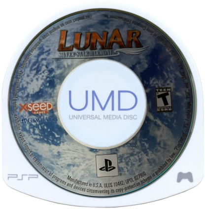 Lunar Silver Star Harmony PlayStation Portable PSP inspired design featuring classic JRPG fantasy adventure aesthetic beautifully remastered anime style visuals heartfelt storytelling magical world exploration turn based combat character driven narrative and timeless role playing presentation UMD 