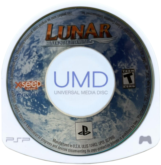 Lunar Silver Star Harmony PlayStation Portable PSP inspired design featuring classic JRPG fantasy adventure aesthetic beautifully remastered anime style visuals heartfelt storytelling magical world exploration turn based combat character driven narrative and timeless role playing presentation UMD 