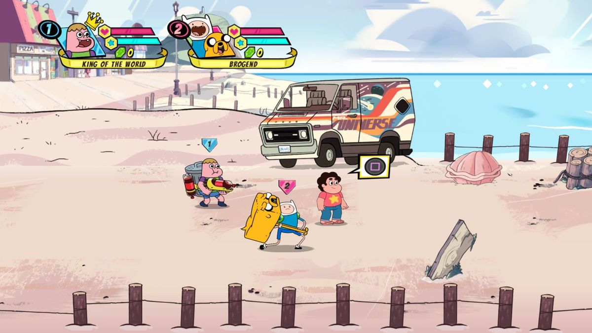 Cartoon Network Battle Crashers PlayStation 4 PS4 video game featuring side scrolling beat em up action gameplay Cartoon Network characters Finn Jake Steven Universe Gumball Clarence and Uncle Grandpa cooperative multiplayer combat enemy battles special character abilities colorful cartoon worlds platforming challenges and family friendly arcade action retro video game collection collectible gaming appeal gameplay screenshot